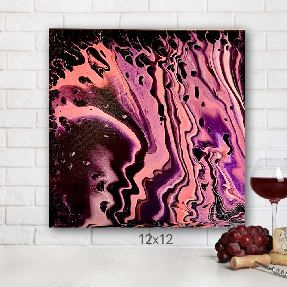 Homemade Acrylic canvas Pour Painting Artwork “Lava Lamp”